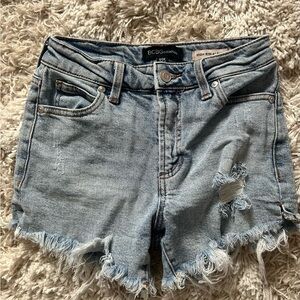 BCBGeneration Blue Jean Shorts High-Waisted Frayed Hem